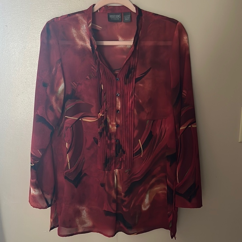 Chicos Additions Sheer Red Top | 0